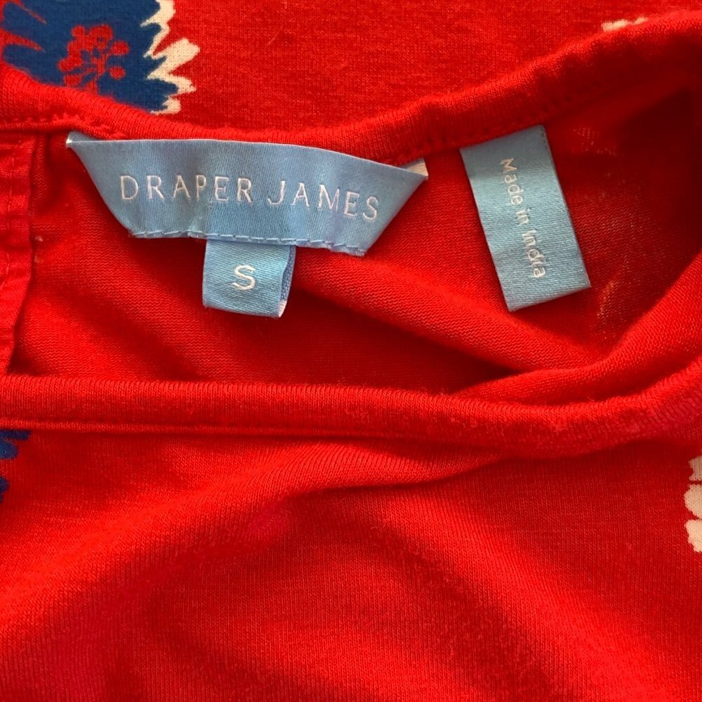 Draper James Red Blue Floral Print Cap Sleeve Pullover Blouse Women’s Size Small - Picture 4 of 11
